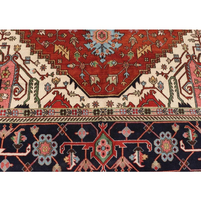 Very Large Serapi-Heriz Design Rug With Geometric Medallion 12'1 X 18'2 For Sale - Image 9 of 13