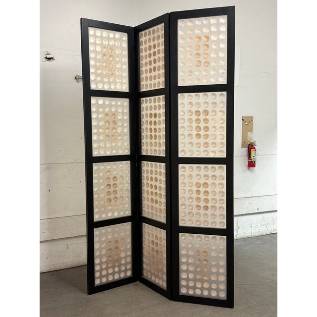 Late 20th Century Shawna Stoney Natural Shell Three Panel Folding Screen For Sale - Image 5 of 12