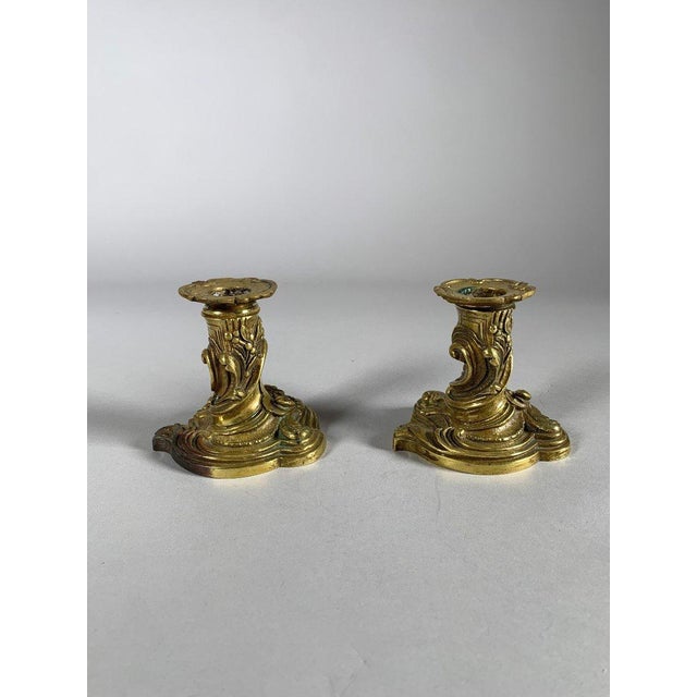 Rococo Louis XV Style Gilt Bronze Candlesticks, 19th Century For Sale - Image 4 of 7