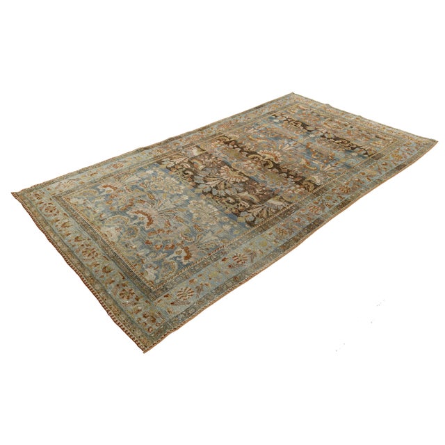 Islamic Antique Malayer Wool Area Rug With Muted Blue and Earth Tone Floral Pattern For Sale - Image 3 of 9