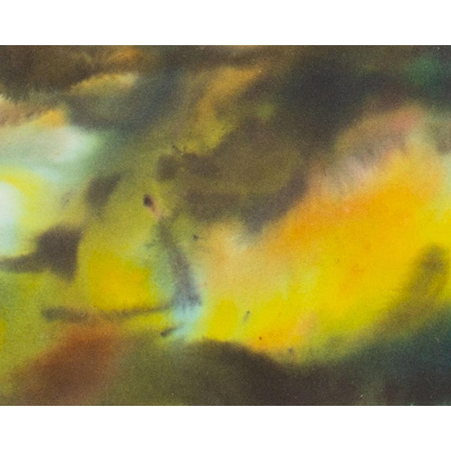 Abstract 1967 Abstract Watercolor Landscape Painting by A. Pocheron For Sale - Image 3 of 6
