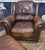 Ralph Lauren 1990s Perfectly Worn Set Leather Library Club Chair and Matching Ottoman For Sale - Image 4 of 9