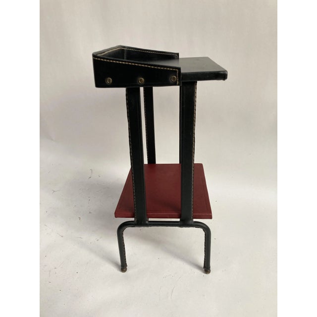 Mid-Century Modern Leather-Covered Nightstand by Jacques Adnet For Sale - Image 3 of 8