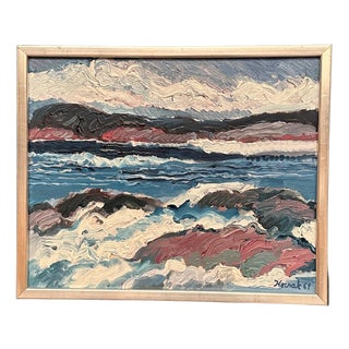 Allan Horsak, Coastal Landscape, 1969, Oil Painting on Canvas, Framed For Sale