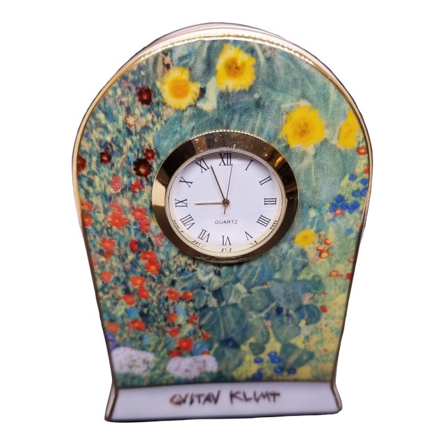 Vintage Goebel Artis Orbis Claude Monet Paintings "La Maison De l'Artiste Porcelain Clock Floral Art Ceramic Decor For Sale