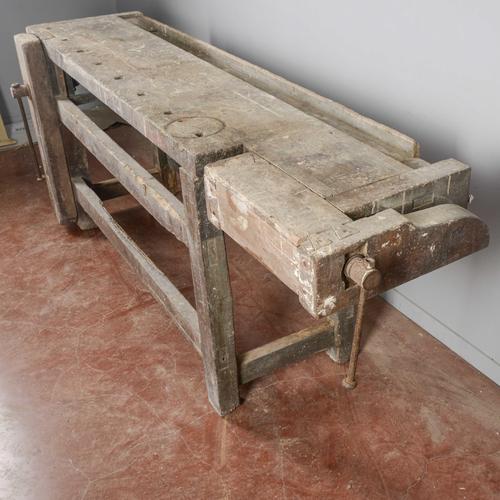 Industrial Industrial Carpenter's Table with Double Vice For Sale - Image 3 of 9