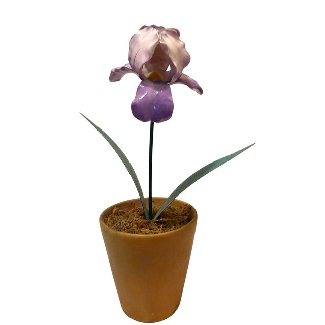 French Porcelain Flower in Terracotta Pot For Sale - Image 4 of 11
