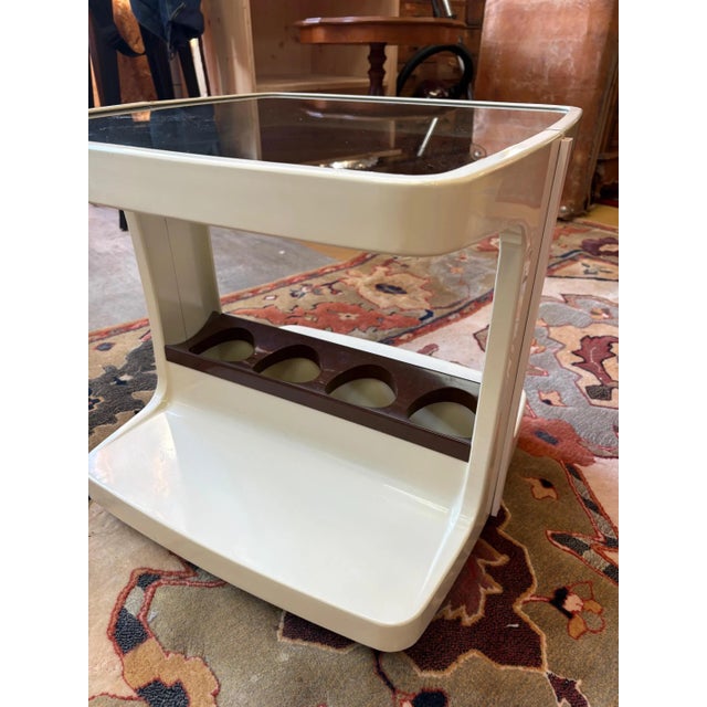 Vintage Rolling Trolley in Plastic and Smoked Mirror, 1970s For Sale - Image 9 of 10