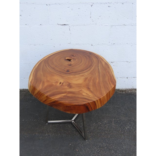 Rustic Natural Live Edge Wood Tree Slice Side Small End Coffee Table 6890 For Sale - Image 13 of 17