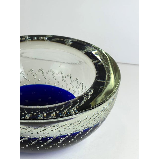 Blue Murano Sommerso Glass Bowl in Blue Bullicante by Galliano Ferro, 1960s For Sale - Image 8 of 11
