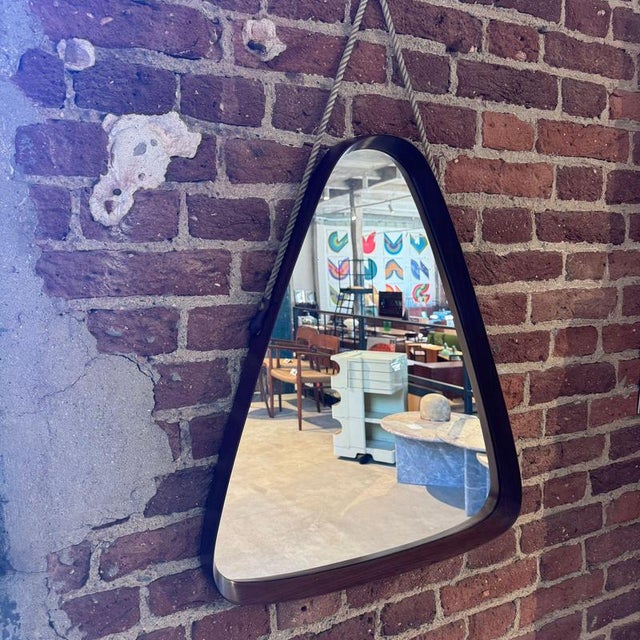 Original Mid-Century Teak Triangular Mirror (1960s)