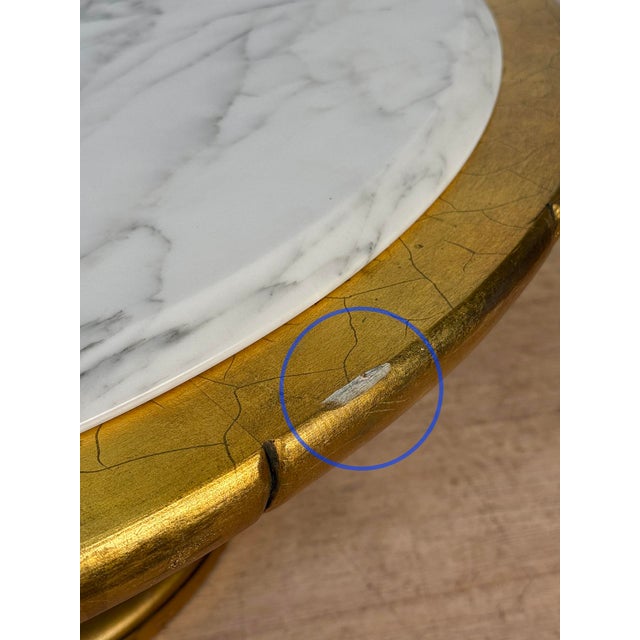 Gold Vintage Hollywood Regency Gold Gilt & Marble Rotating Cocktail Coffee Table For Sale - Image 8 of 9