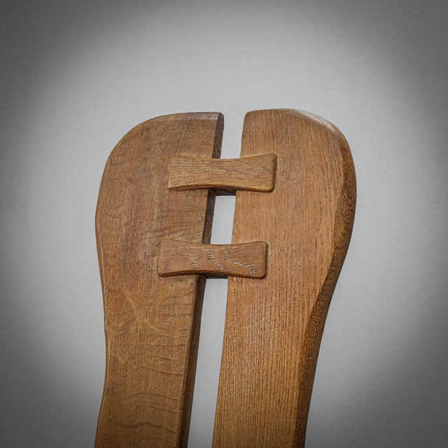 Brutalist Oak Rocking Chair by De Puydt, 1970s For Sale - Image 6 of 9