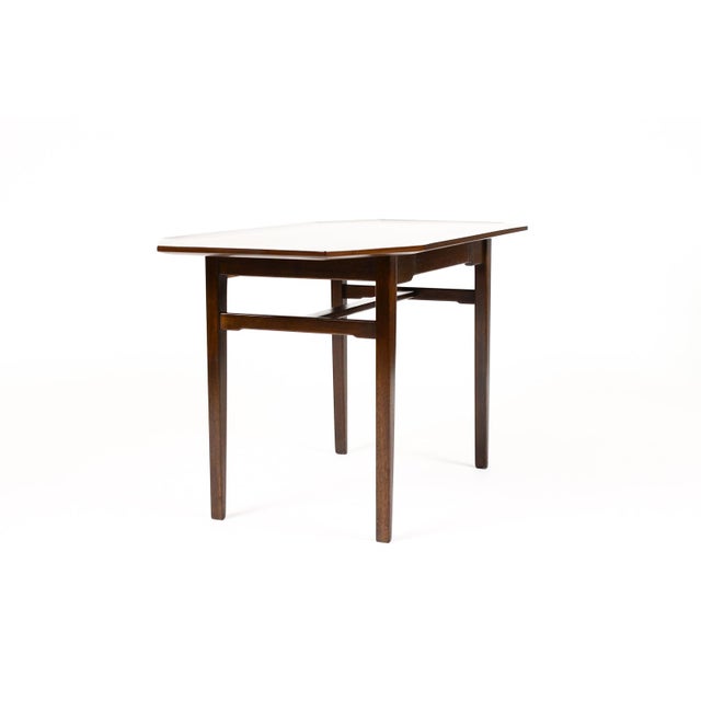 Mid-Century Modern Mid Century Vintage Mahogany Writing Desk — Edward Wormley for Dunbar — Octagonal Top For Sale - Image 3 of 11