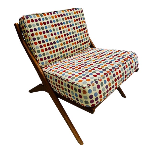 1960's Danish Modern Folke Ohlsson "Scissor" Sculpted Chair for Dux For Sale