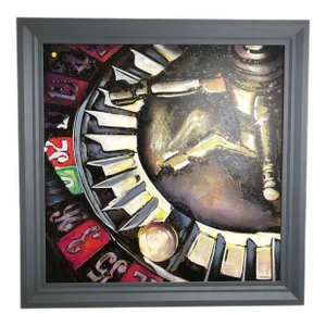 Late 20th Century Casino, Modern Oil on Canvas, Signed, Framed