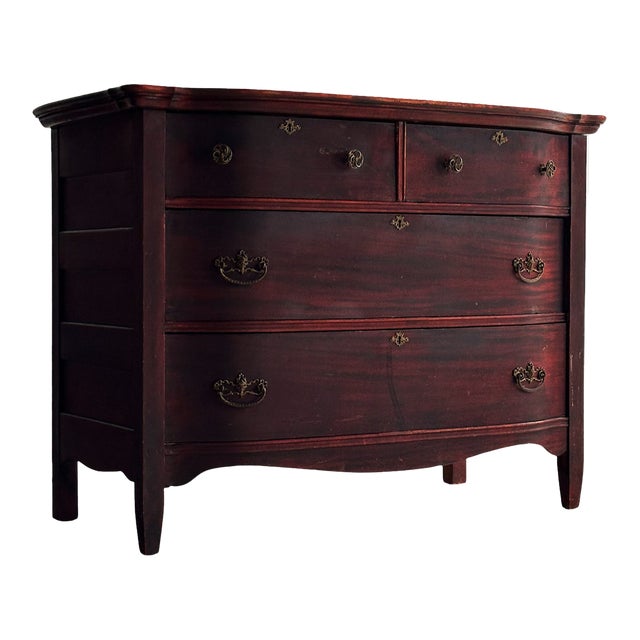 Antique Serpentine Mahogany Chest of Drawers, C. 1890 For Sale