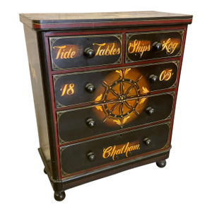 Antique English Painted Wood Nautical Chest