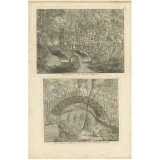 Le Rouge, Pl. 20 Illustration of the Bridge of Nogent Chapel and a Chinese Bridge, Print For Sale