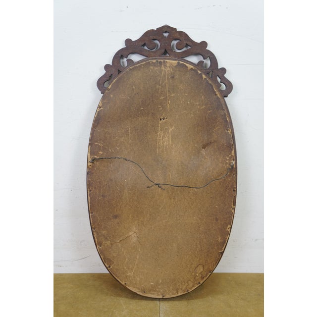 Antique Victorian Mahogany Oval Vanity Dresser Mirror 28" For Sale - Image 9 of 14