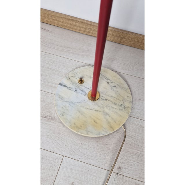 Floor Lamp for Reading with Red Marble Base and Cone with Joint, 1950s For Sale - Image 15 of 18