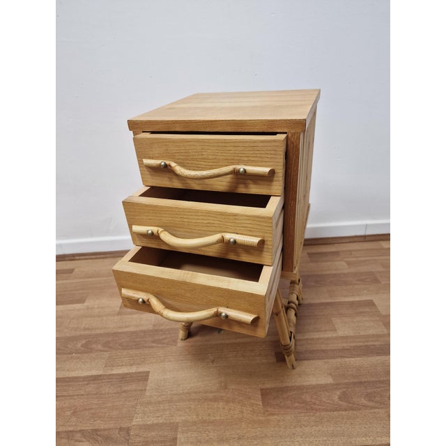 Vintage Bedside Tables in Bamboo and Oak, 1980s, Set of 2 For Sale - Image 12 of 16