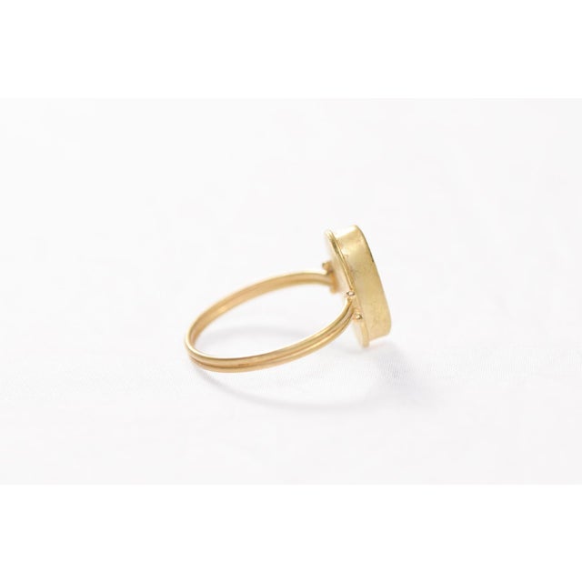 Metal Bronze Cross Set in 21k Gold Ring, Size 7 For Sale - Image 7 of 12