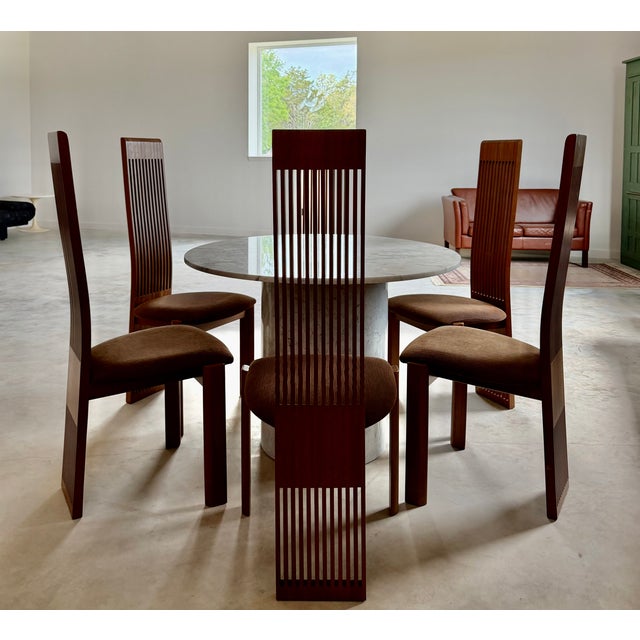 Stone Minimalist Post-Modern Round White Marble Dining Table + Cylindrical (Italy) For Sale - Image 7 of 10