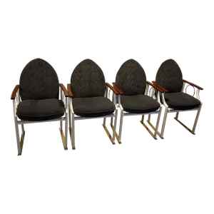 Rare Mid-20th Century E. F. Mobler Danish Modern Directoire or Memphis Style Armchairs - Set of Four