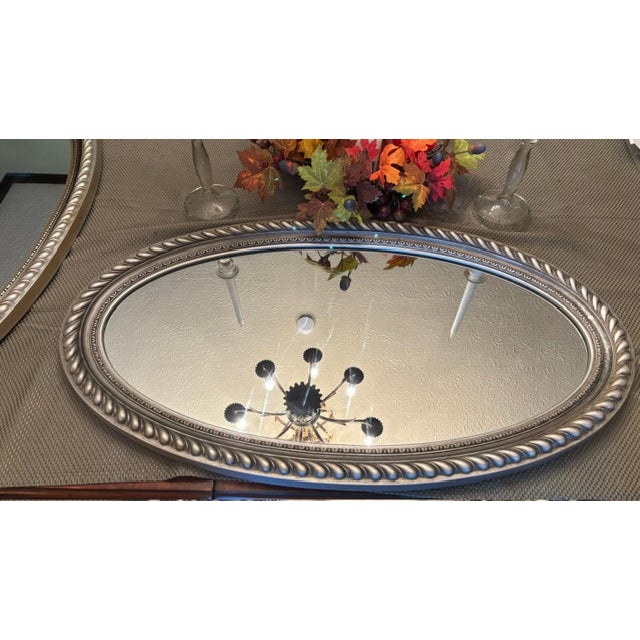 Large Oval Ornate Vintage Mirror Set For Sale In Lexington, KY - Image 6 of 6