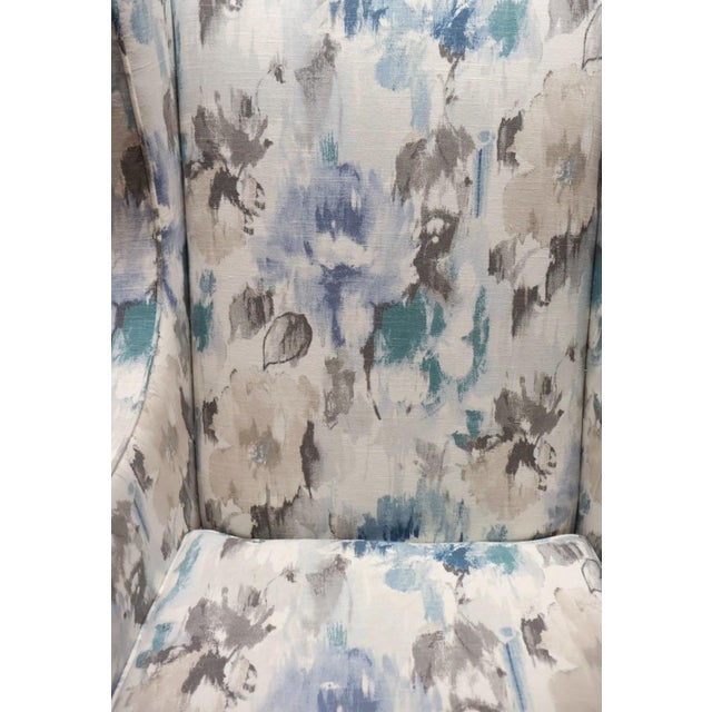 Pair of Ethan Allen Custom Floral Swivel Rocker Lounge Chairs in Contemporary Watercolor Upholstery For Sale In Raleigh - Image 6 of 9