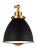 2020s Chapman & Myers by Visual Comfort Studio Wellfleet Single Arm Dome Task Sconce, Midnight Black & Burnished Brass For Sale - Image 5 of 5