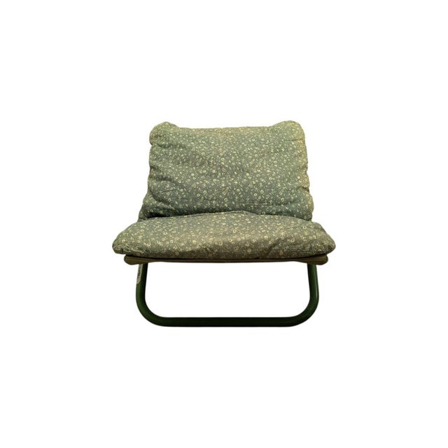 Vintage Lounge Chair in Green Metal and Canvas with Floral Cushion from Arflex For Sale - Image 14 of 14