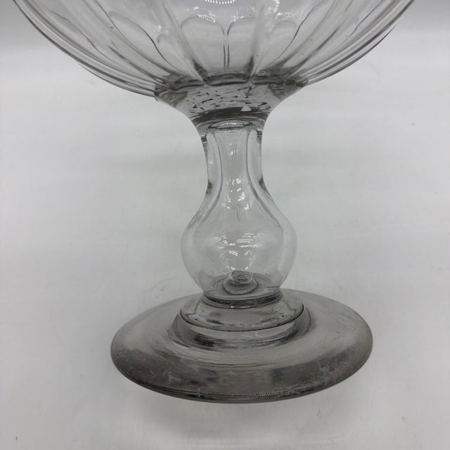Rare Antique Blown Flint Glass Compote, Pittsburgh, Circa 1830s For Sale - Image 6 of 18