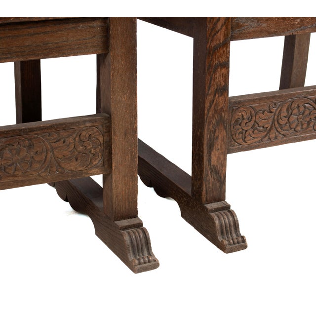 Pair of Antique North European Carved Oak Wainscot Chairs - 19th Century - 26" X 23" X 43" For Sale In Saint Louis - Image 6 of 7