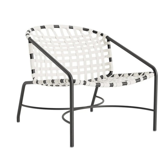 Brown Jordan Kantan Aluminum Vinyl Lounge Chair, Textured Pewter frame with White Lite fabric For Sale - Image 12 of 12