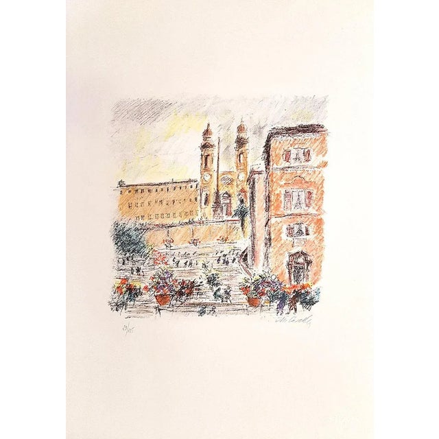 Hand signed and numbered. Edition of 125 prints. This set includes six colored lithographs by Michele Cascella: 1. Piazza...