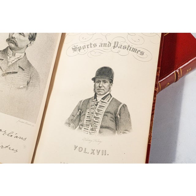 Wonderful Collection 10 Volume Bailey's Magazine of Sports & Pastimes Antique Red Leather Spine Books English Country Equestrian Horse For Sale - Image 11 of 13