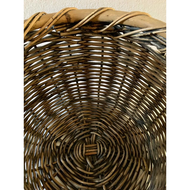 Wood Vintage Large Woven Harvest Basket For Sale - Image 7 of 11