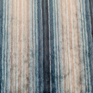 Designer Blue and Aqua Velvet Ombré Striped Fabric For Sale