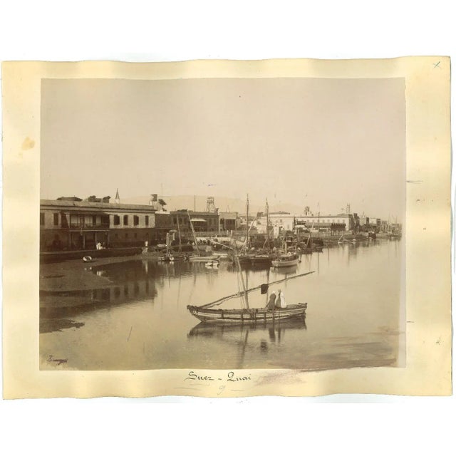 Ancient Views of Suez photograph is a set of two original vintage Albumen prints on single cardboard: 26 x 34 cm. Image...