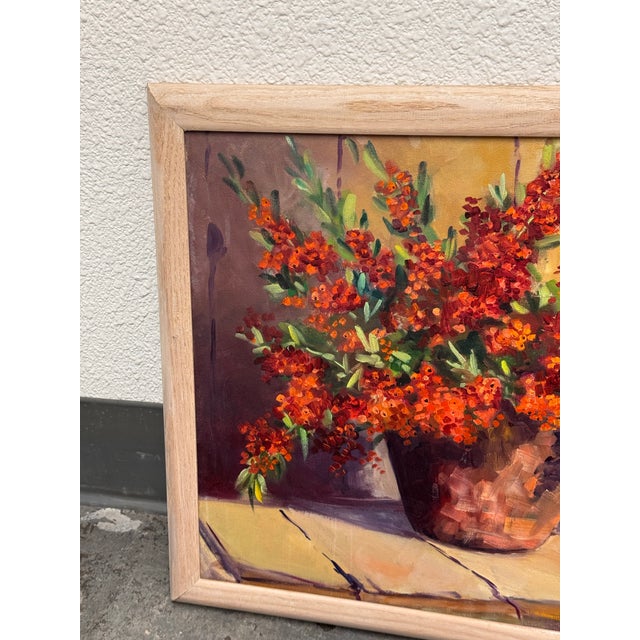 Late 20th Century Floral Still Life Oil on Canvas Painting, Vintage For Sale - Image 5 of 12