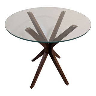 Mid Century Modern Walnut and Glass Table For Sale