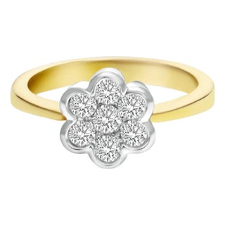 Flower Shaped Diamond Ring .51cttw 14K Yellow Gold, Size 4 For Sale