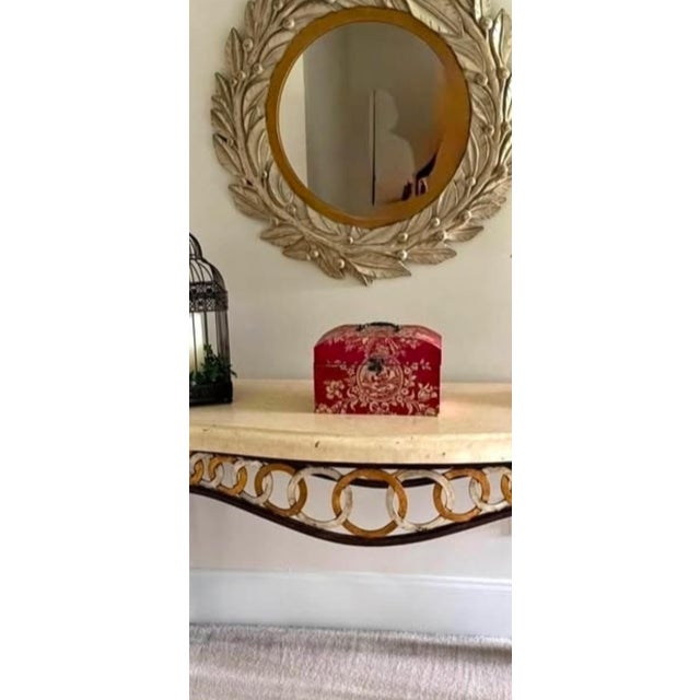 Rare Vintage Ardley Hall Neoclassical Style Stone Top Console Table For Sale - Image 4 of 5