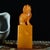 Yellow Vintage Chinese Carved Yellow Stone Seal With Guardian Lion Finial For Sale - Image 8 of 9