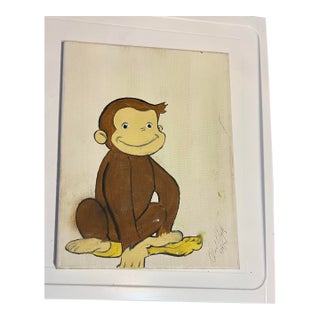 Curious George Canvas Painting Signed For Sale