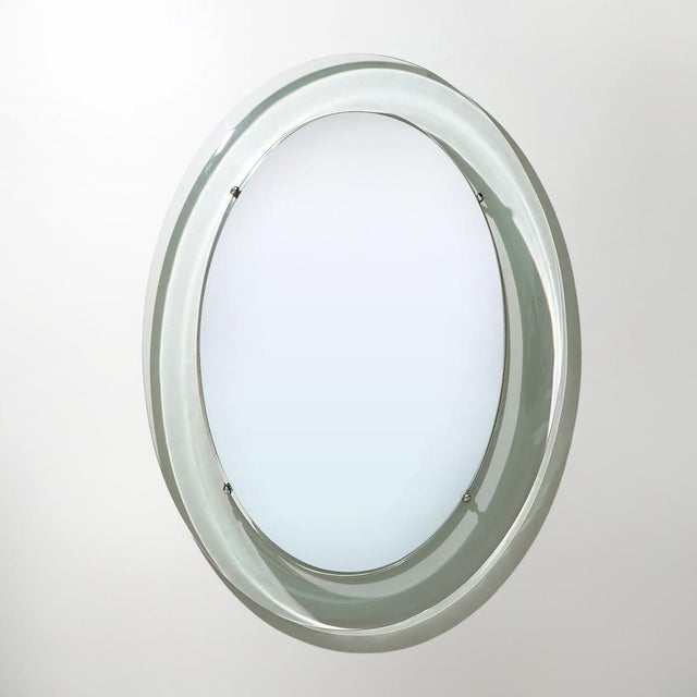 Wall Mirror with Curved Glass Frame by Metalvetro, 1970s For Sale - Image 4 of 12
