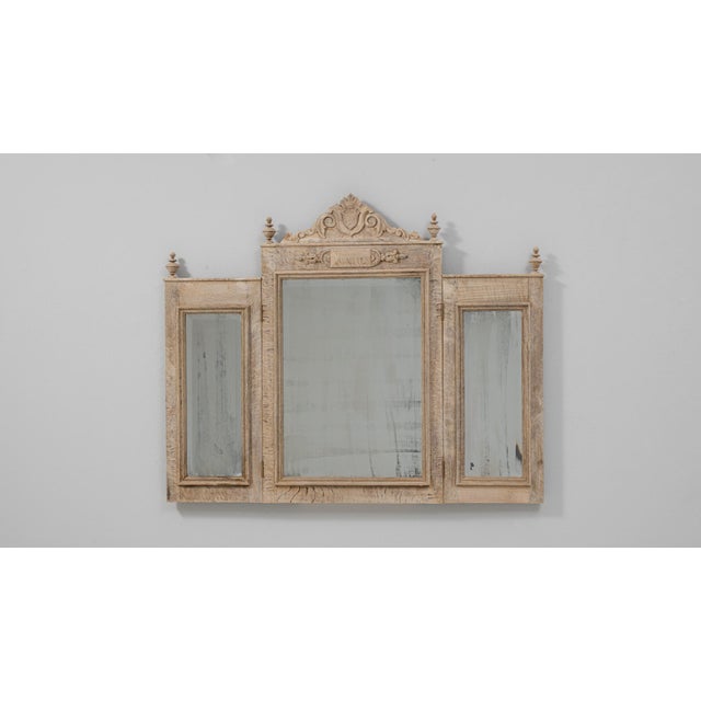 Wood 1900s Belgian Carved Oak Folding Wall Mirror For Sale - Image 7 of 18