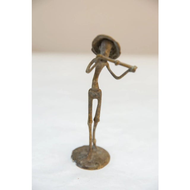 Metal Vintage African Bronze Musician Statue For Sale - Image 7 of 9